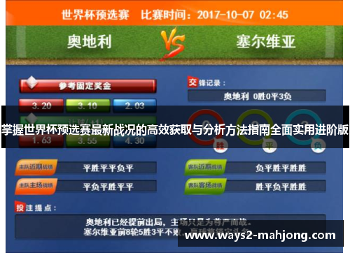 掌握世界杯预选赛最新战况的高效获取与分析方法指南全面实用进阶版 掌握世界杯预选赛最新战况的高效获取与分析方法指南全面实用进阶版